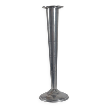 Bougeoir en aluminium chromé de revival art déco postmoderne vintage