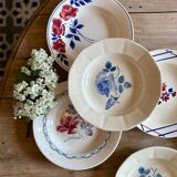 Set of 8 mismatched vintage soup plates
