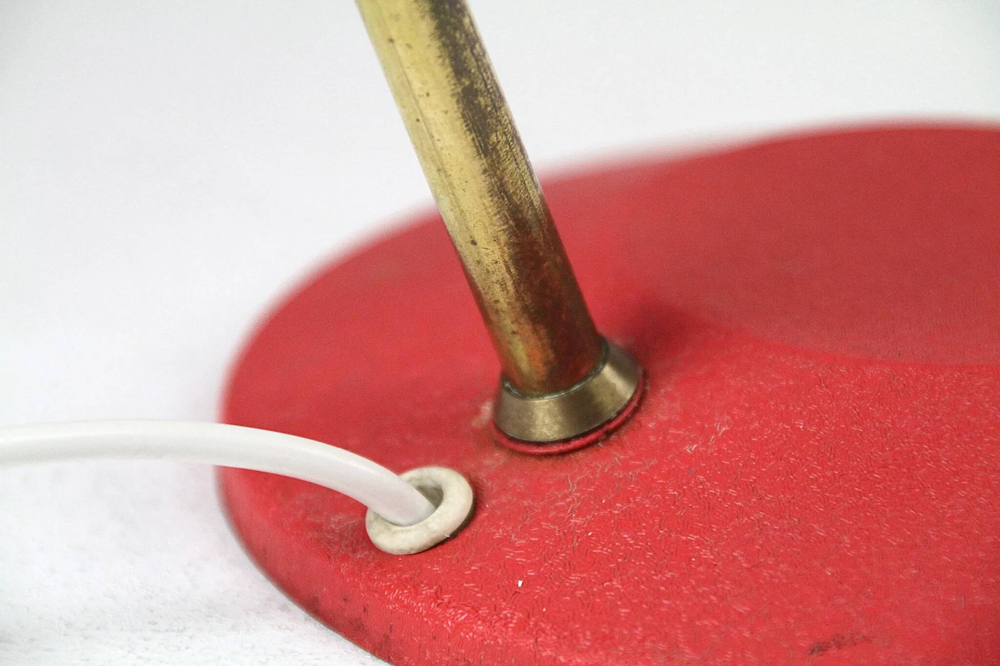 Red Shrink-Lacquered Brass Table Lamp, Germany, 1950s