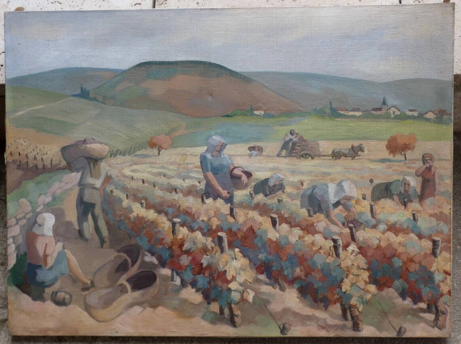 Early 19th Century "Autumn" English Hand Colored Etching of Harvest Scene,