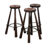 Vintage set of 3 Brutalist bar stools