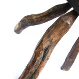 Brutalist folk art stool in solid wood