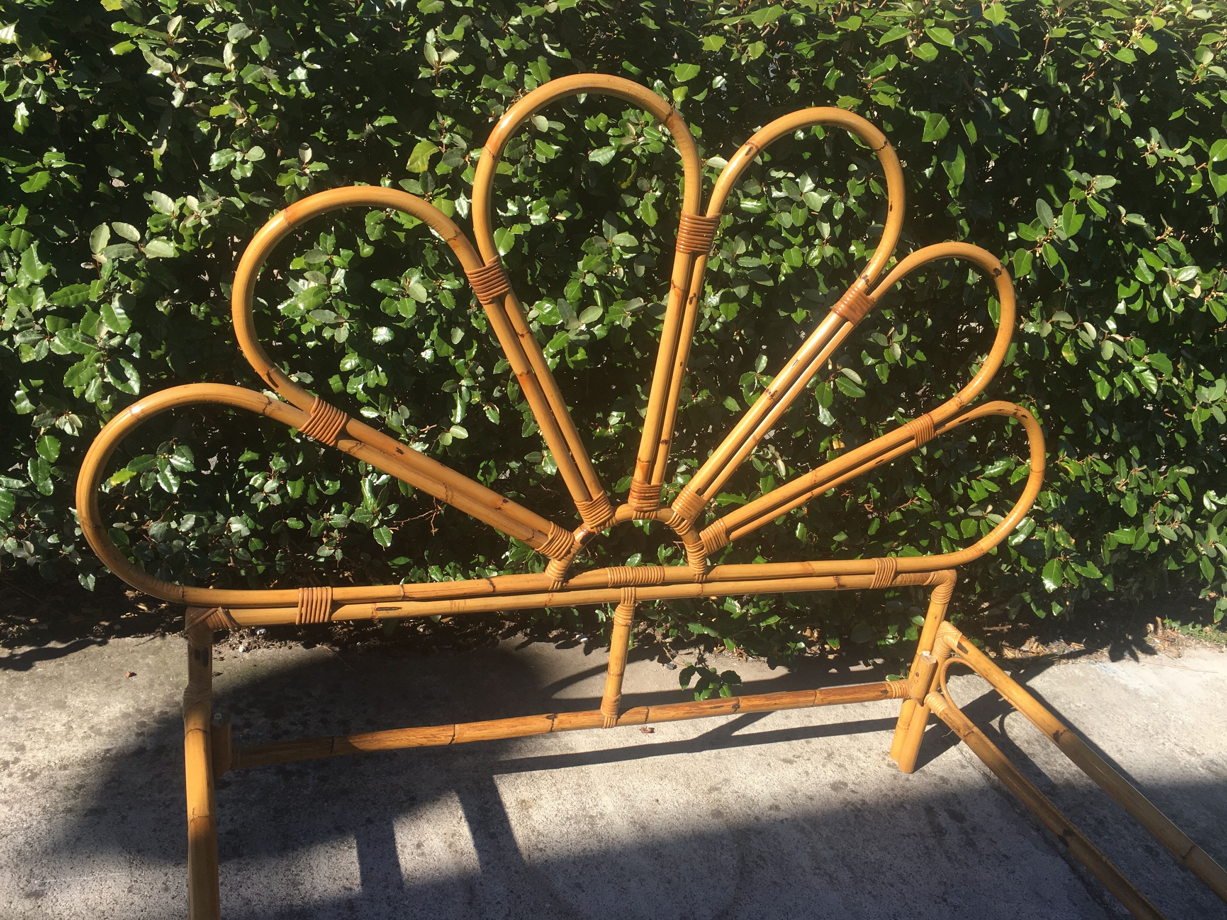 Bamboo bed and vintage rattan