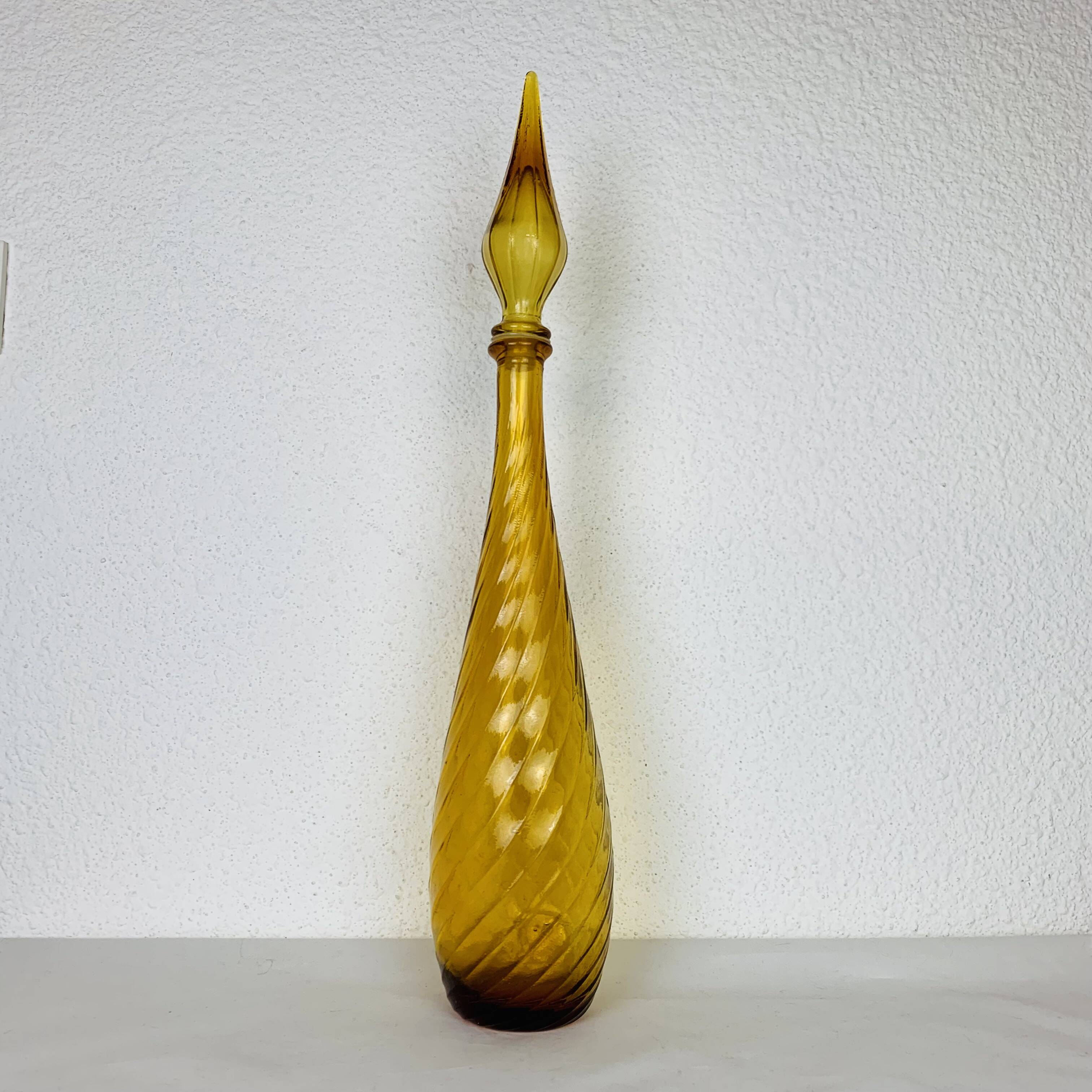 Carafe Empoli Italian bottle yellow glass, vintage