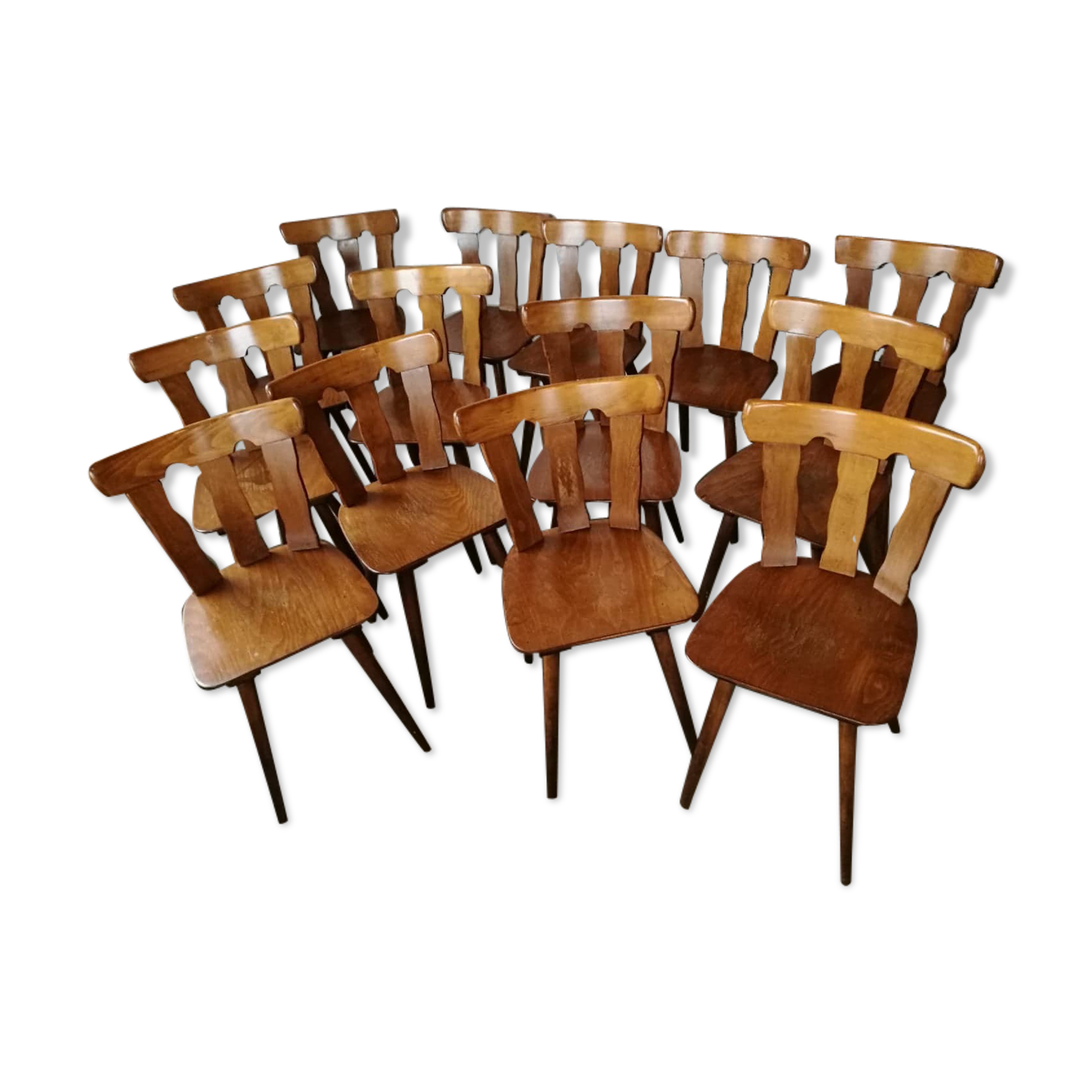 Lot of 14 vintage bistro chairs