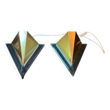 Pair of postmodern triangular sconces, gold metal and lucite, fin XX by Massive