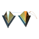 Pair of postmodern triangular sconces, gold metal and lucite, fin XX by Massive