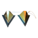 Pair of postmodern triangular sconces, gold metal and lucite, fin XX by Massive