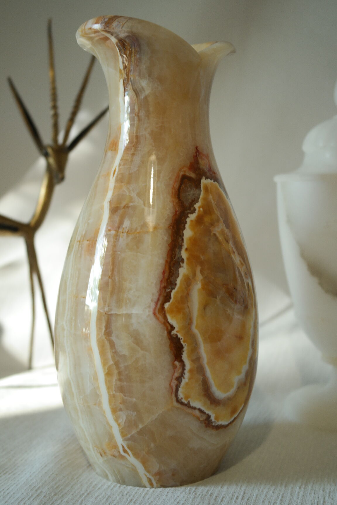 Vase en pierre onyx agathe vintage