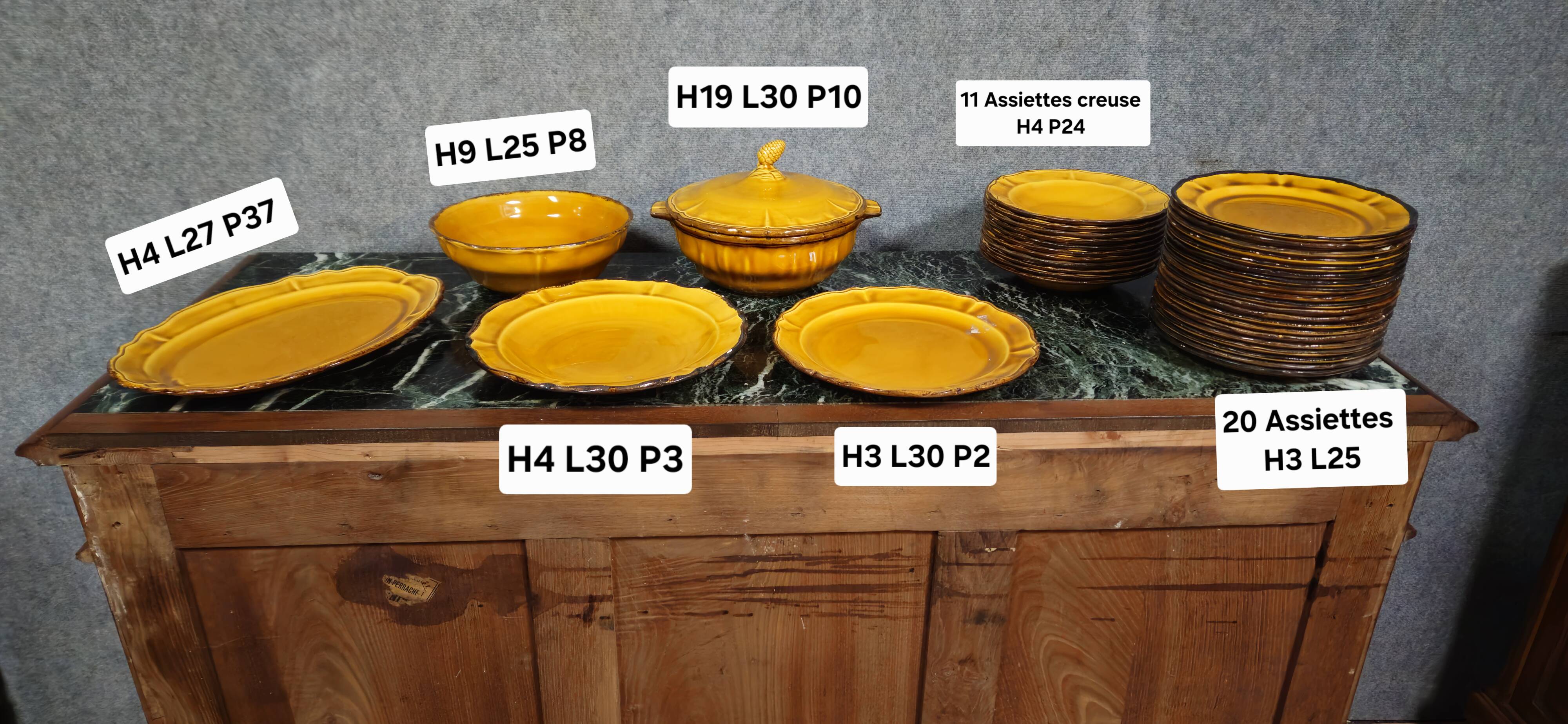 vintage ceramic tableware in yellow – Faience from Haute Provence