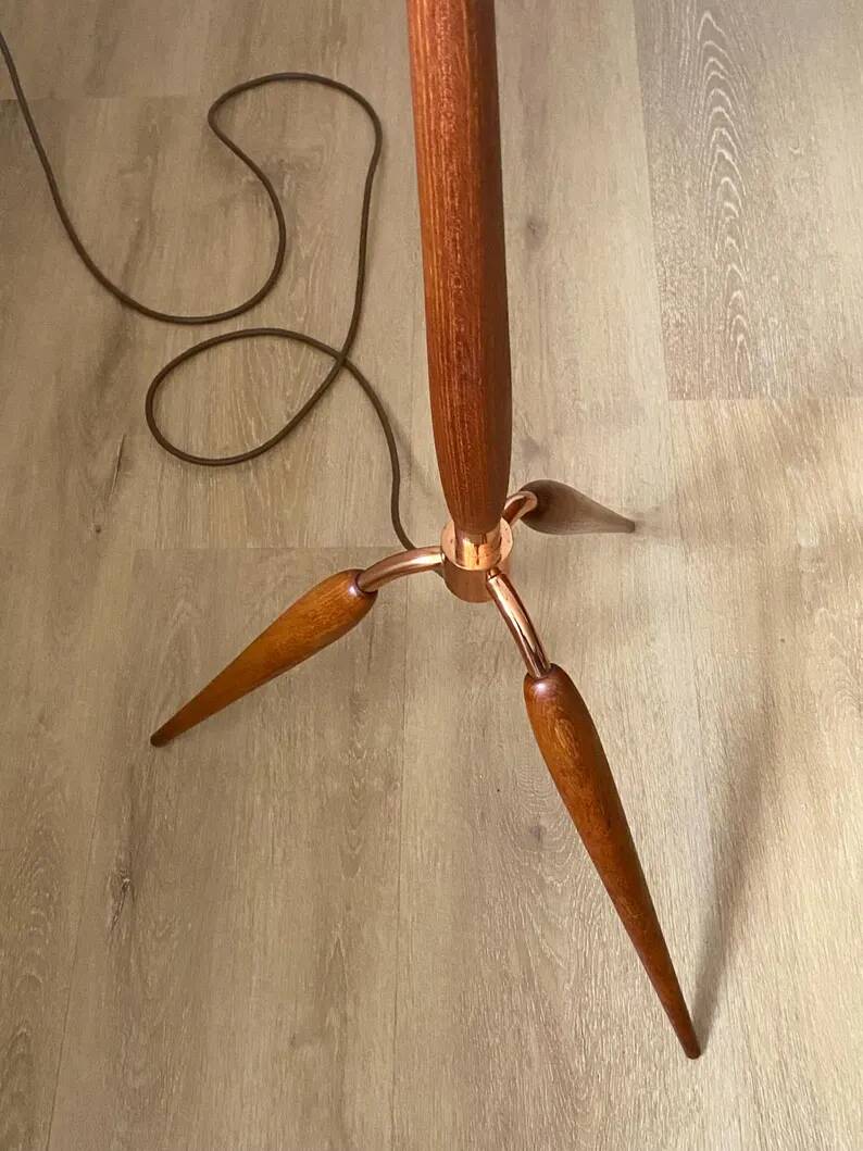 Danish floor lamp in teak and brass by Fog & Mørup 1960s