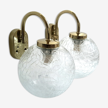 Glass and brass wall lamps