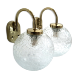 Glass and brass wall lamps