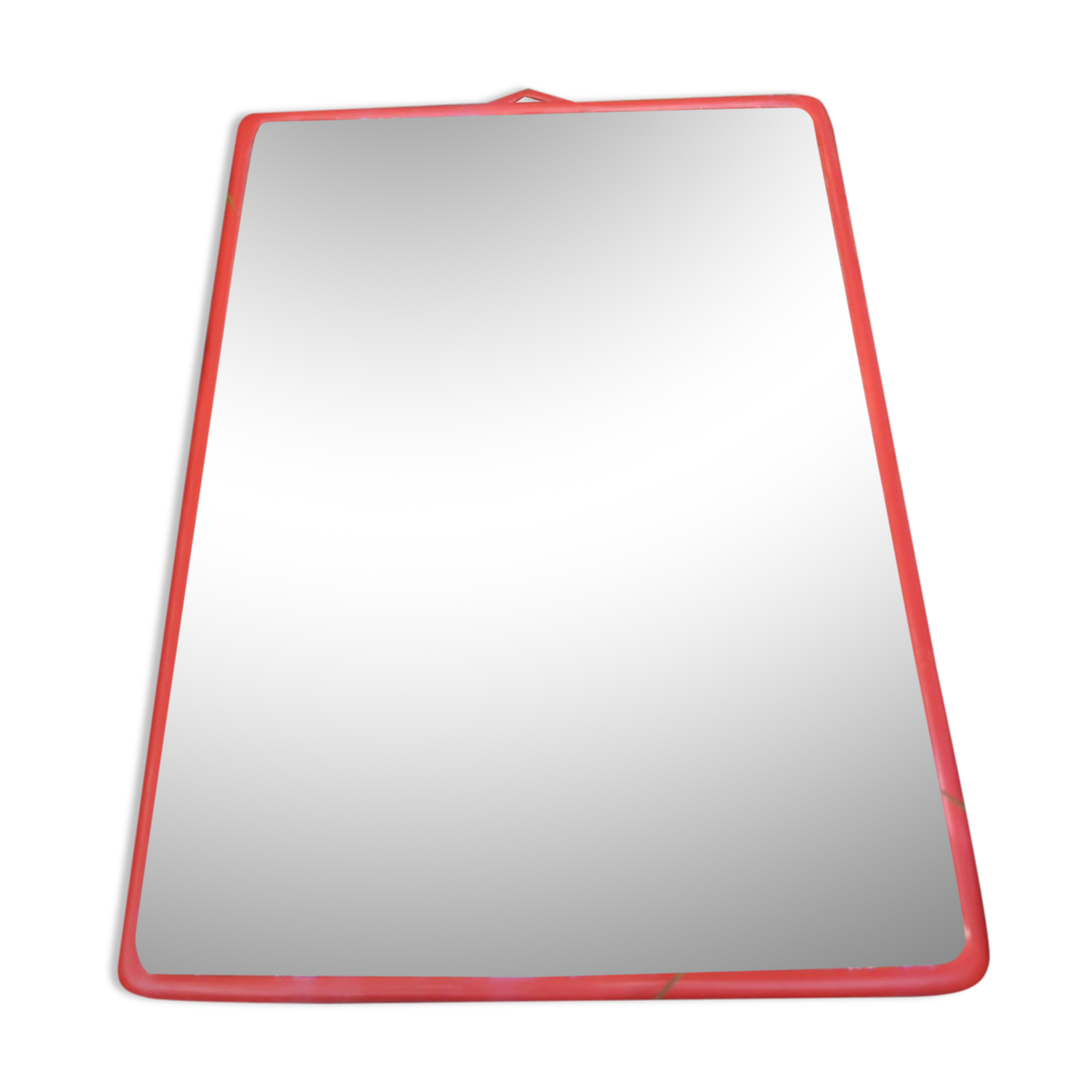 Large mirror to hang plastic red vintage barber style