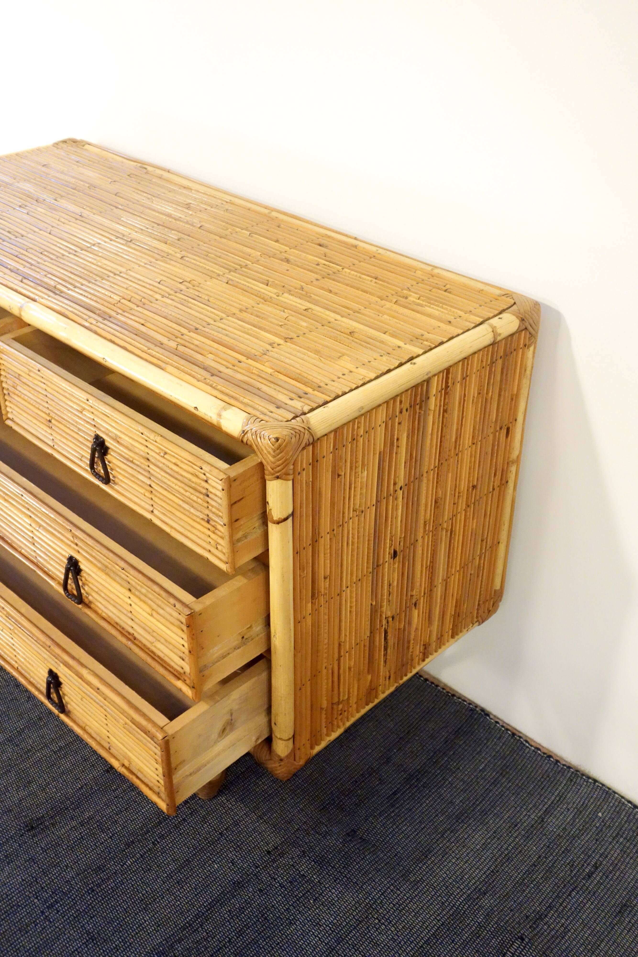 Rattan and bamboo chest of drawers