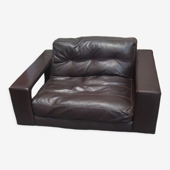 Dark brown leather armchair from steiner by designer pascal daveluy model ranelagh