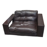 Dark brown leather armchair from steiner by designer pascal daveluy model ranelagh