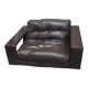 Dark brown leather armchair by Steiner, designed by Pascal Daveluy, Ranelagh model