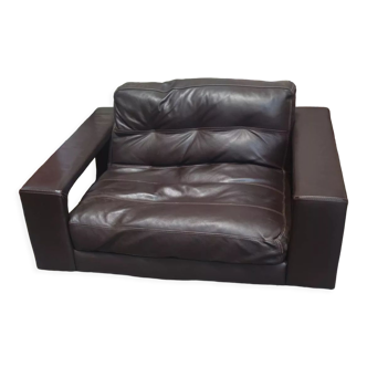 Dark brown leather armchair from steiner by designer pascal daveluy model ranelagh