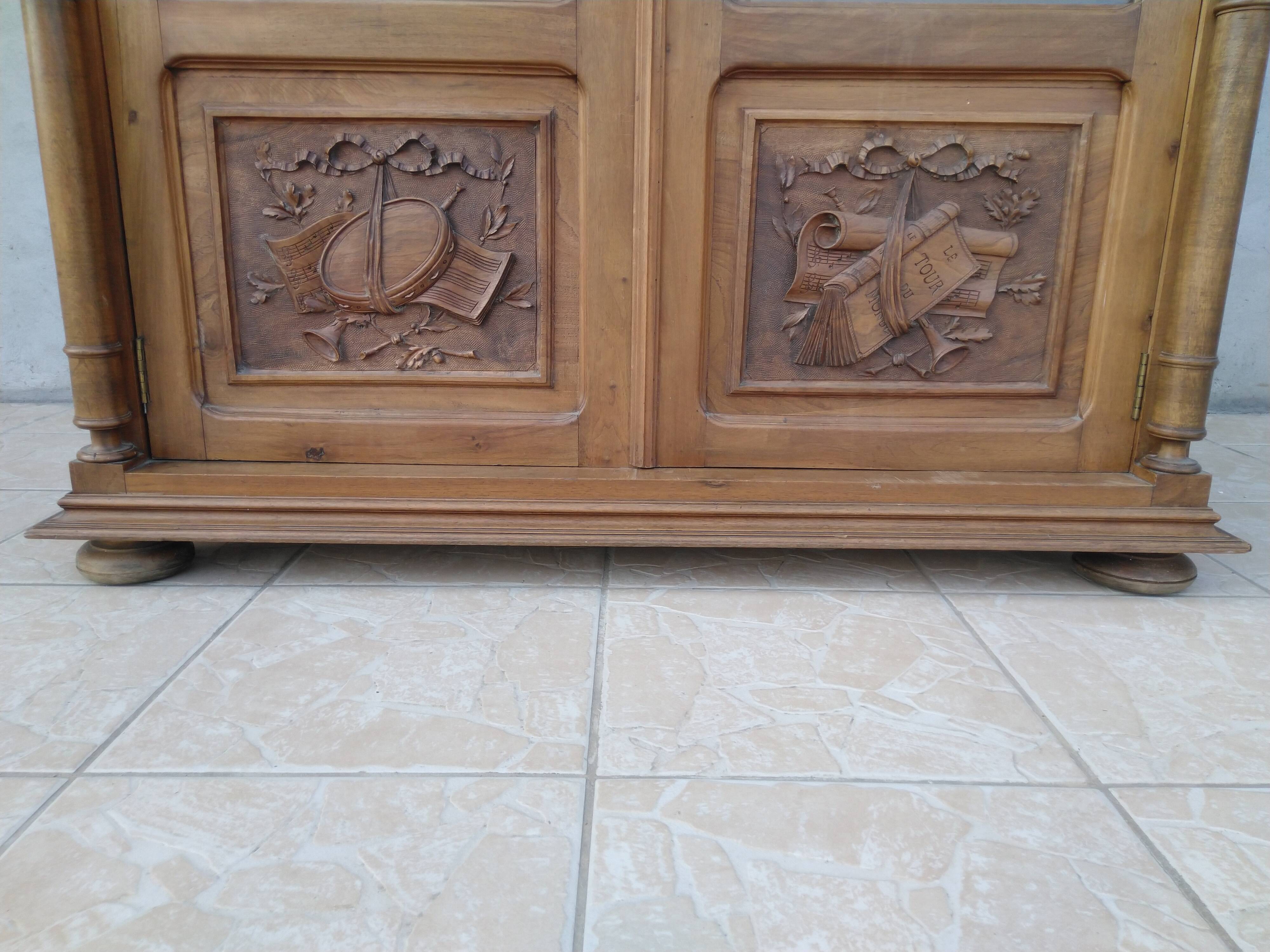 Louis XVI-style walnut library