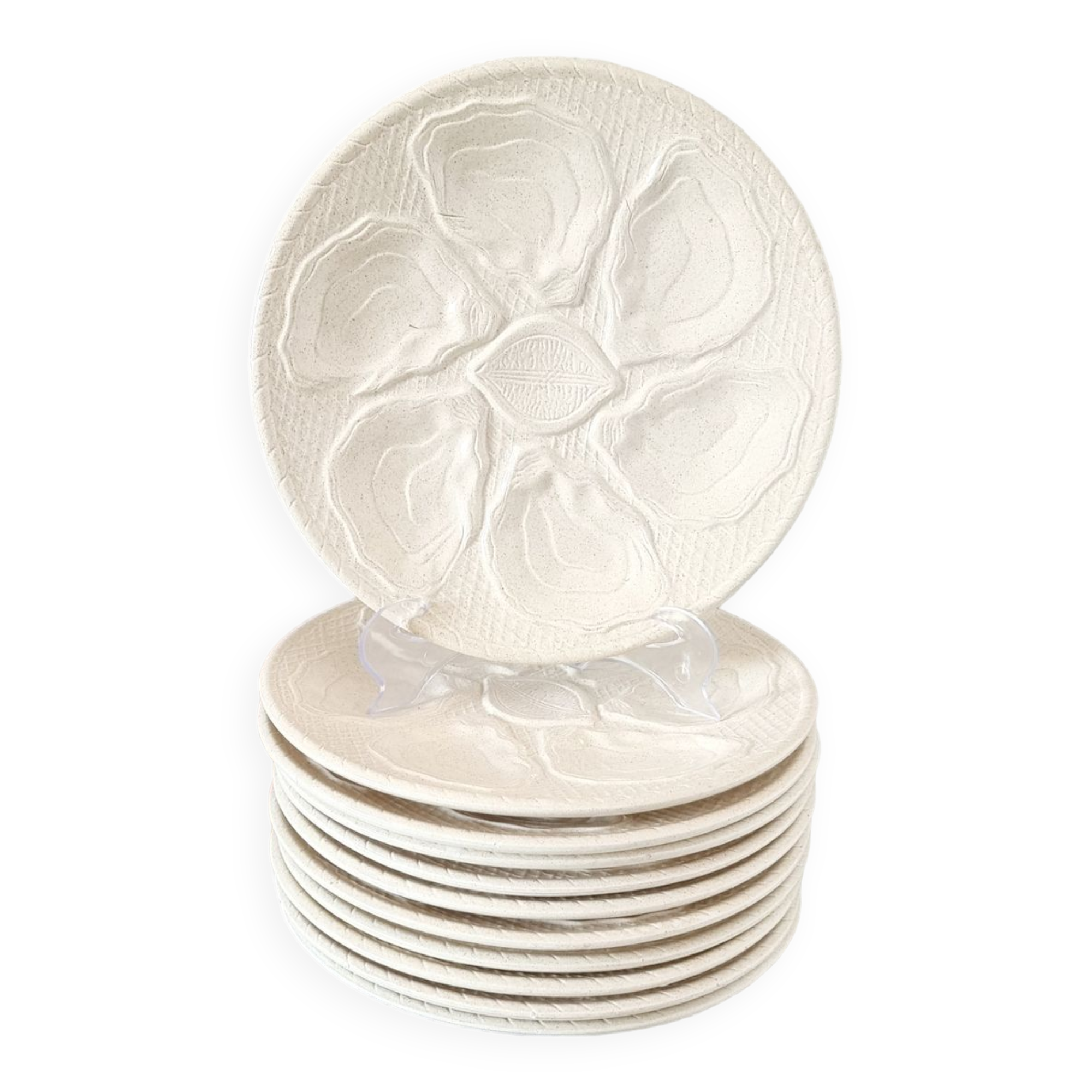 Lot de 12 plats à huîtres en céramique