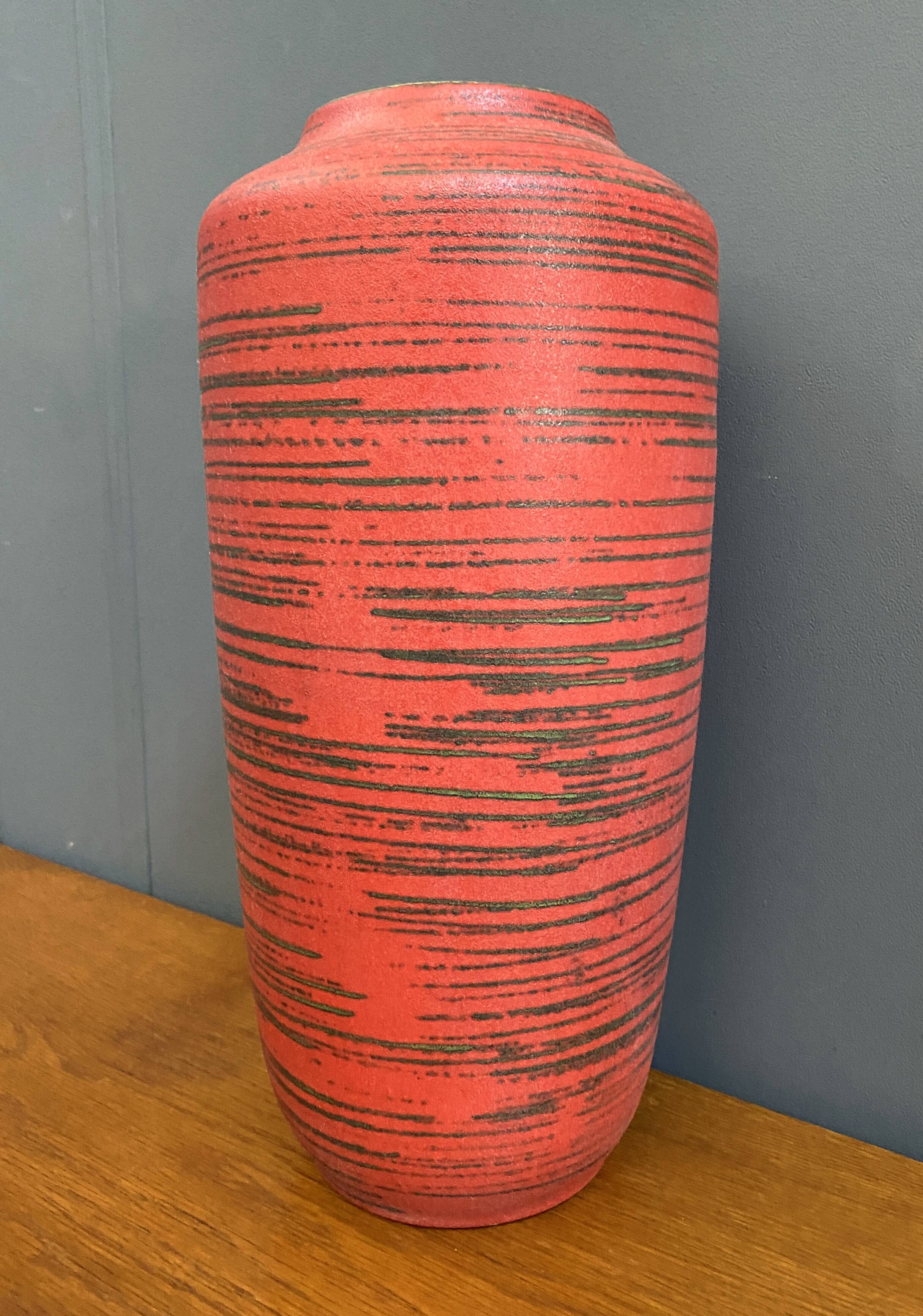 Large ceramic red vase by Scheurich Germany model 517-45