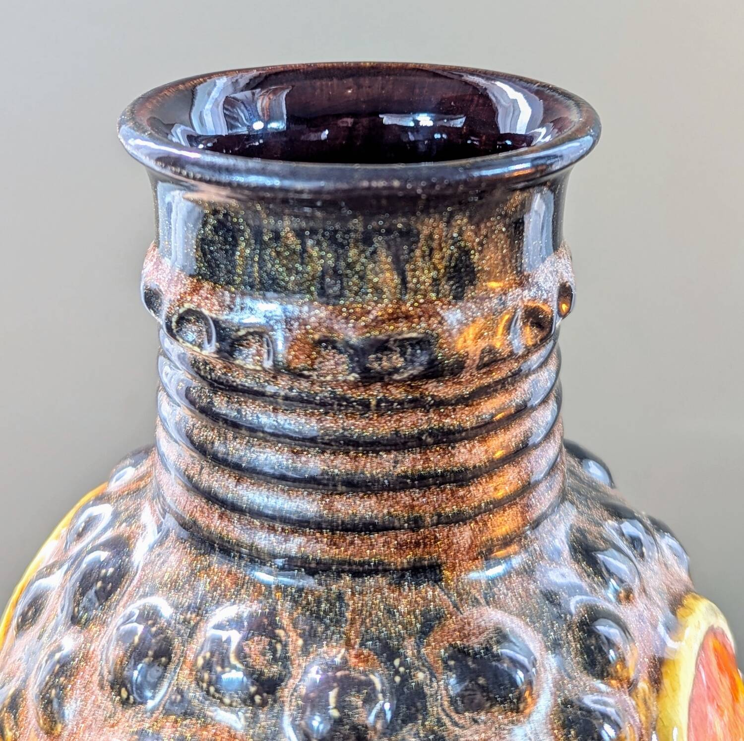 Vase Bay Keramik West Germany 98-25 orange red vintage 25 cm