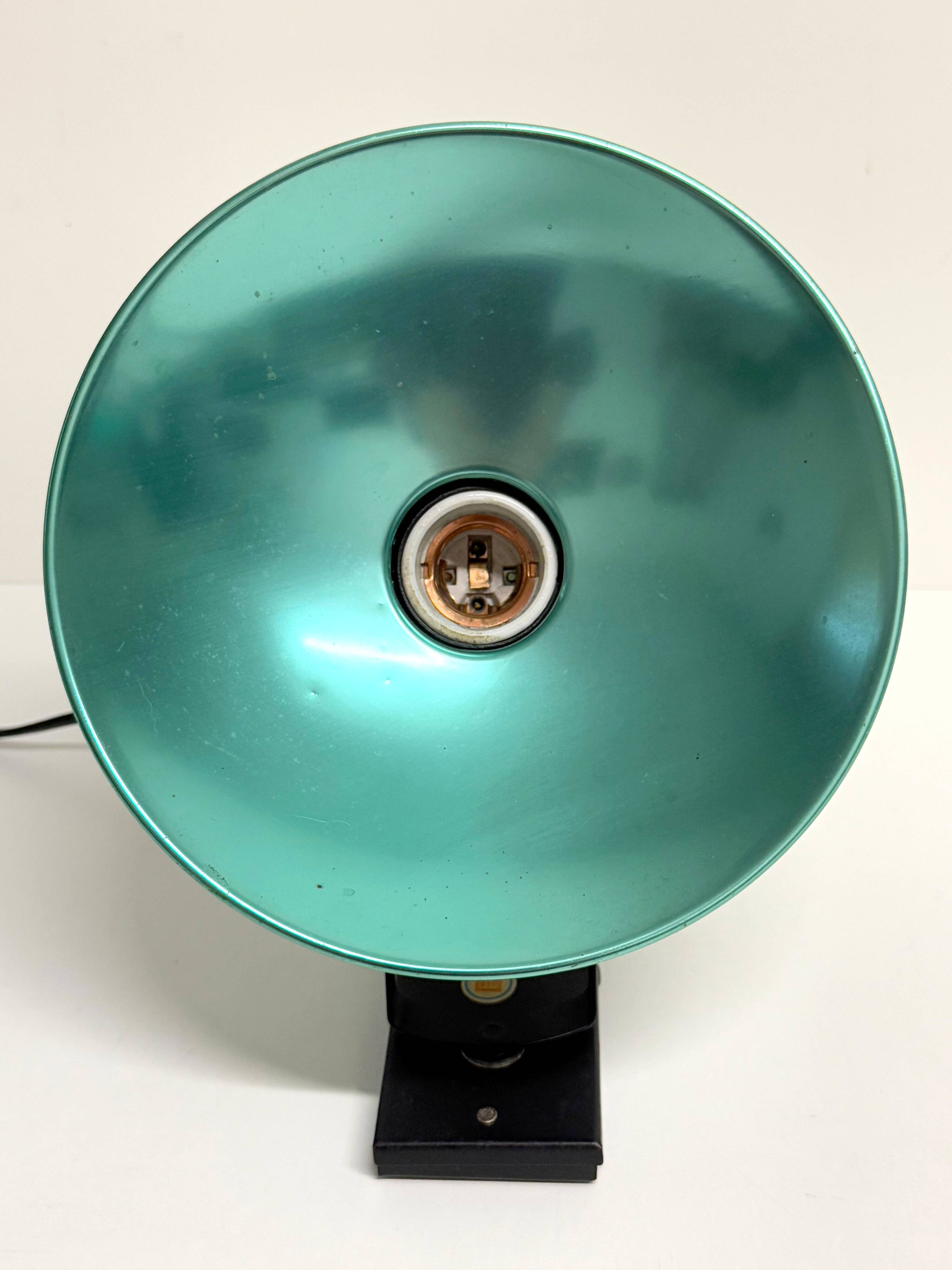 "LITA" Metal Wall Lamp Clamp Lamp with Green Reflector Vintage 70's