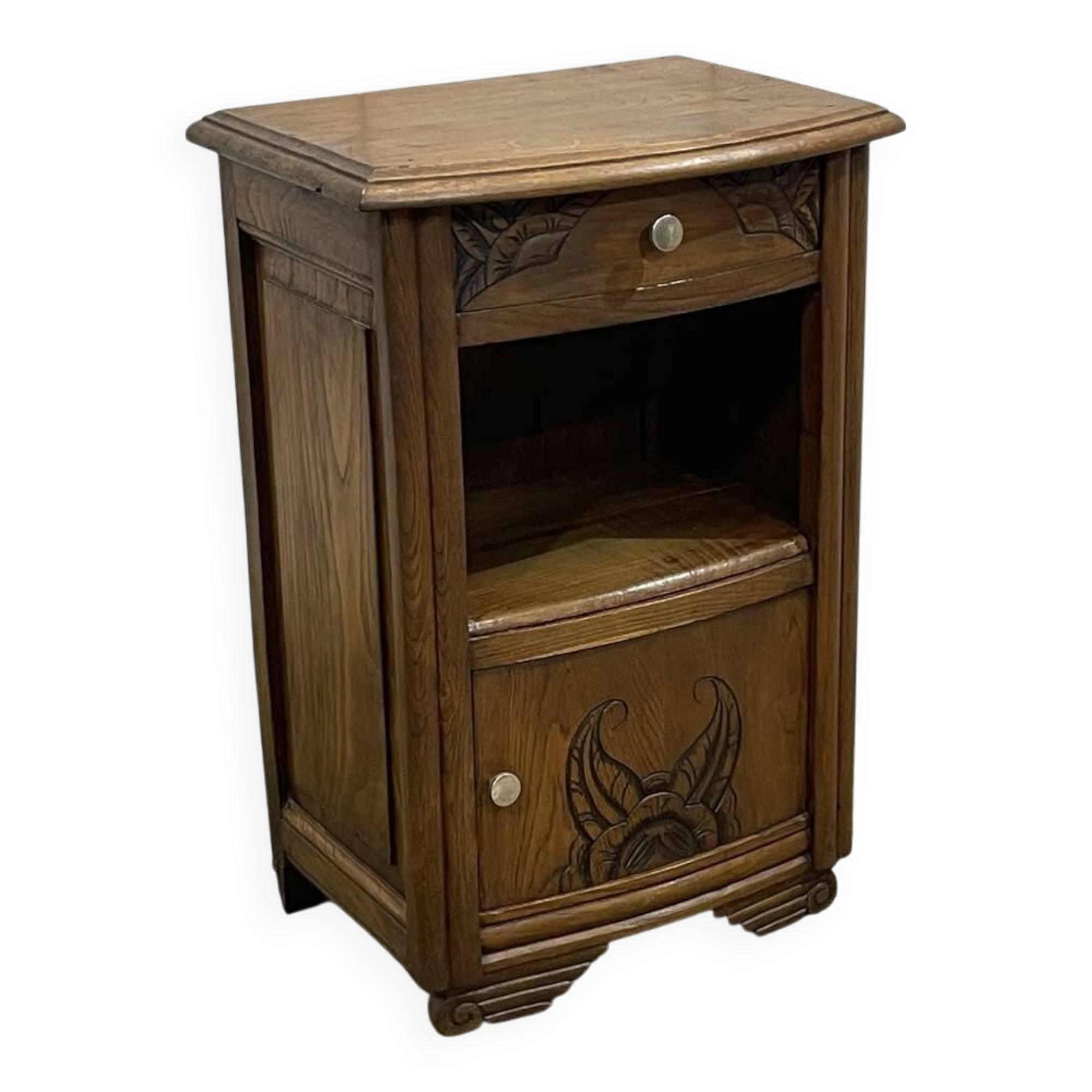 1950s Art Deco oak bedside table
