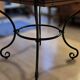 Extendable table in solid oak with wrought iron legs.