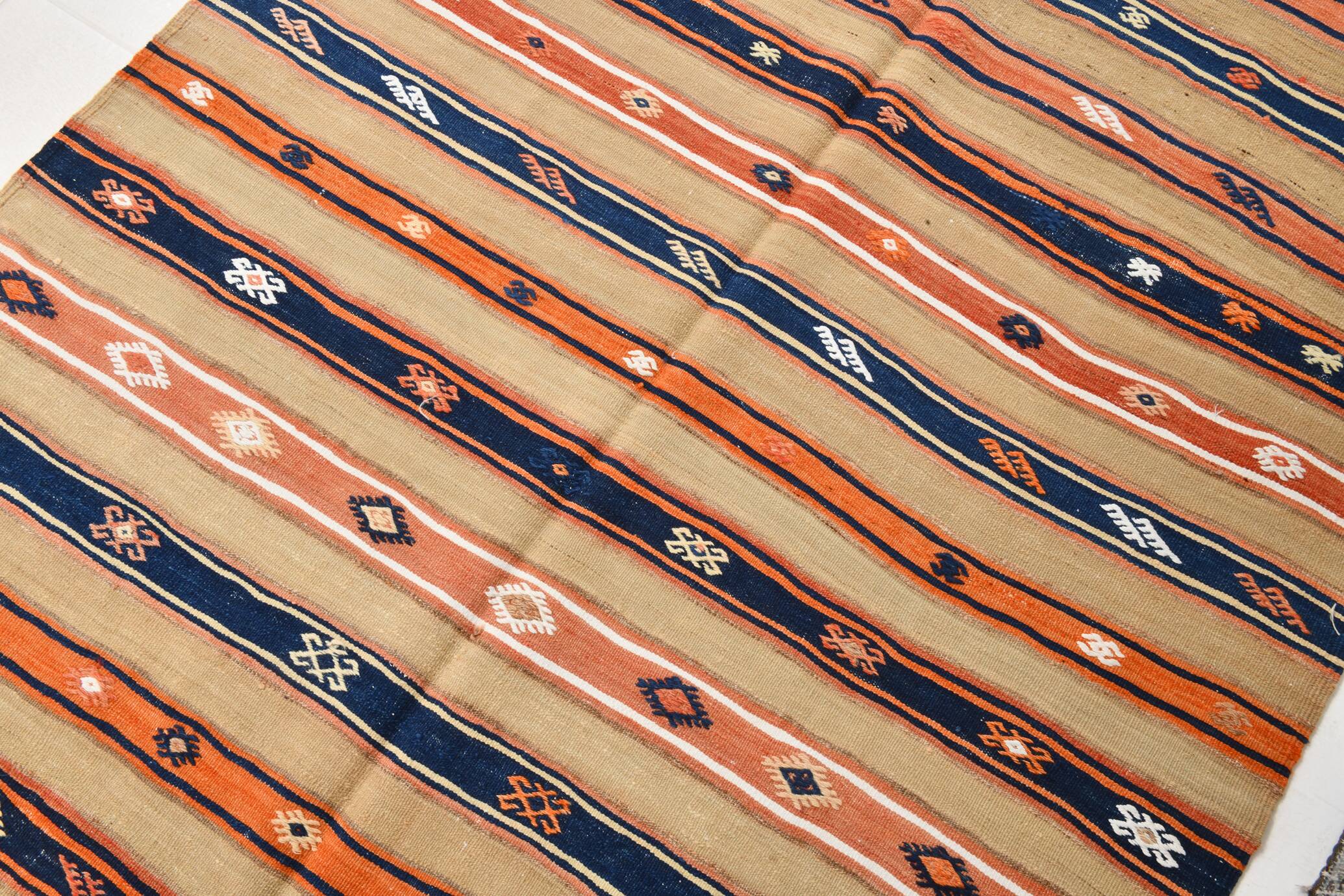 5x8 Multicolor Geometric Style Handwoven Kilim Rug, 145x230