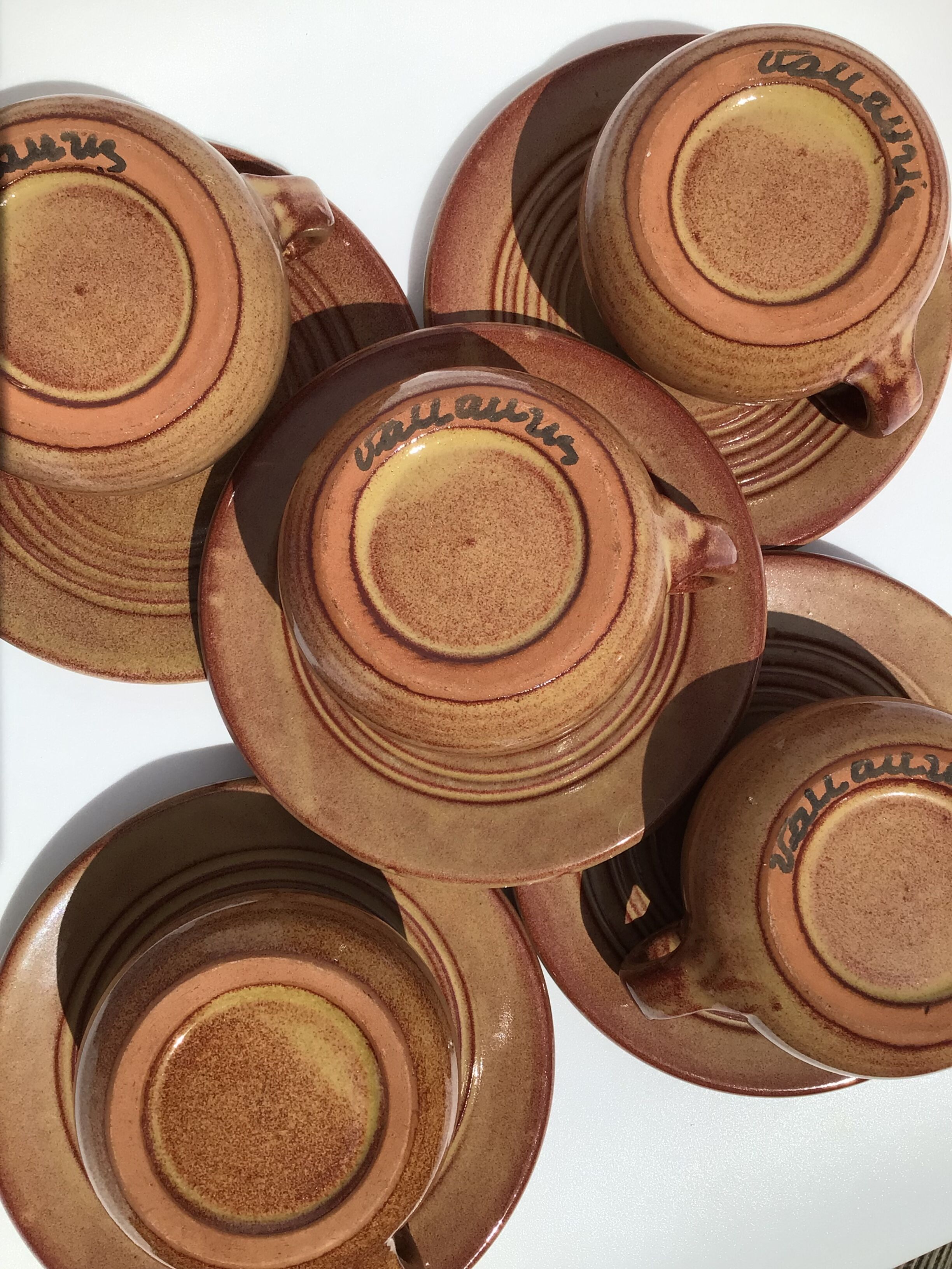 5 Cups Vallauris artisanal red brown terracotta