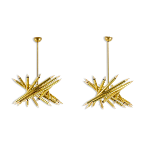 Paire de lustres à 24 - laiton