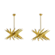 Pair of 24-light patinated brass chandeliers. 1980s.