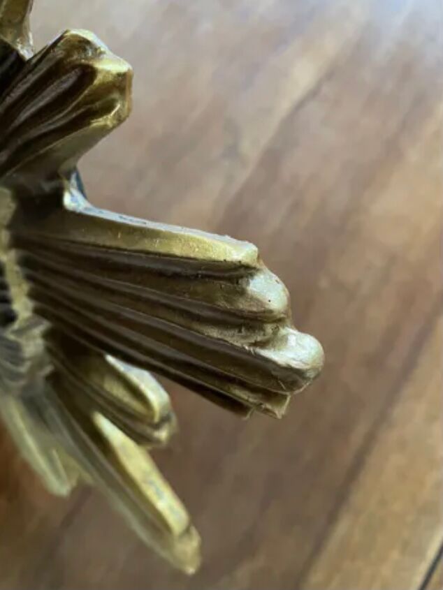 Vintage sun mirror in golden resin 60s/70s