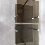 Vintage chrome smoked glass side tables