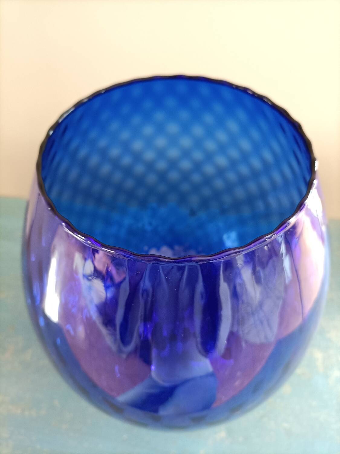 Très grand verre / vase Empoli Bleu