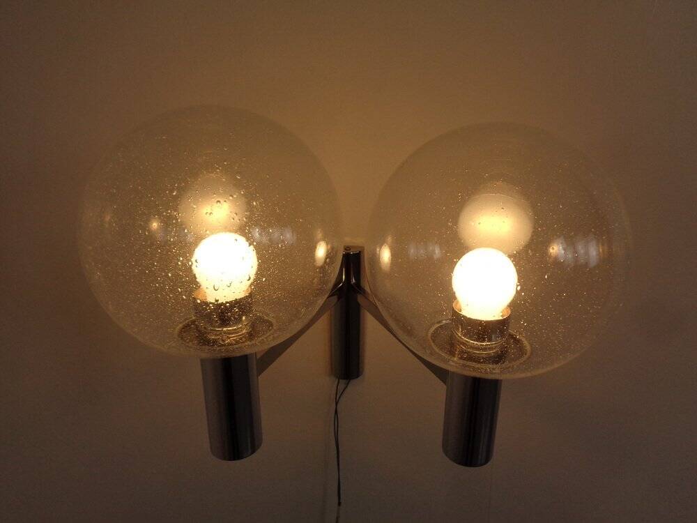 Chromed Glass Wall Lamp from OTT International, 1960s