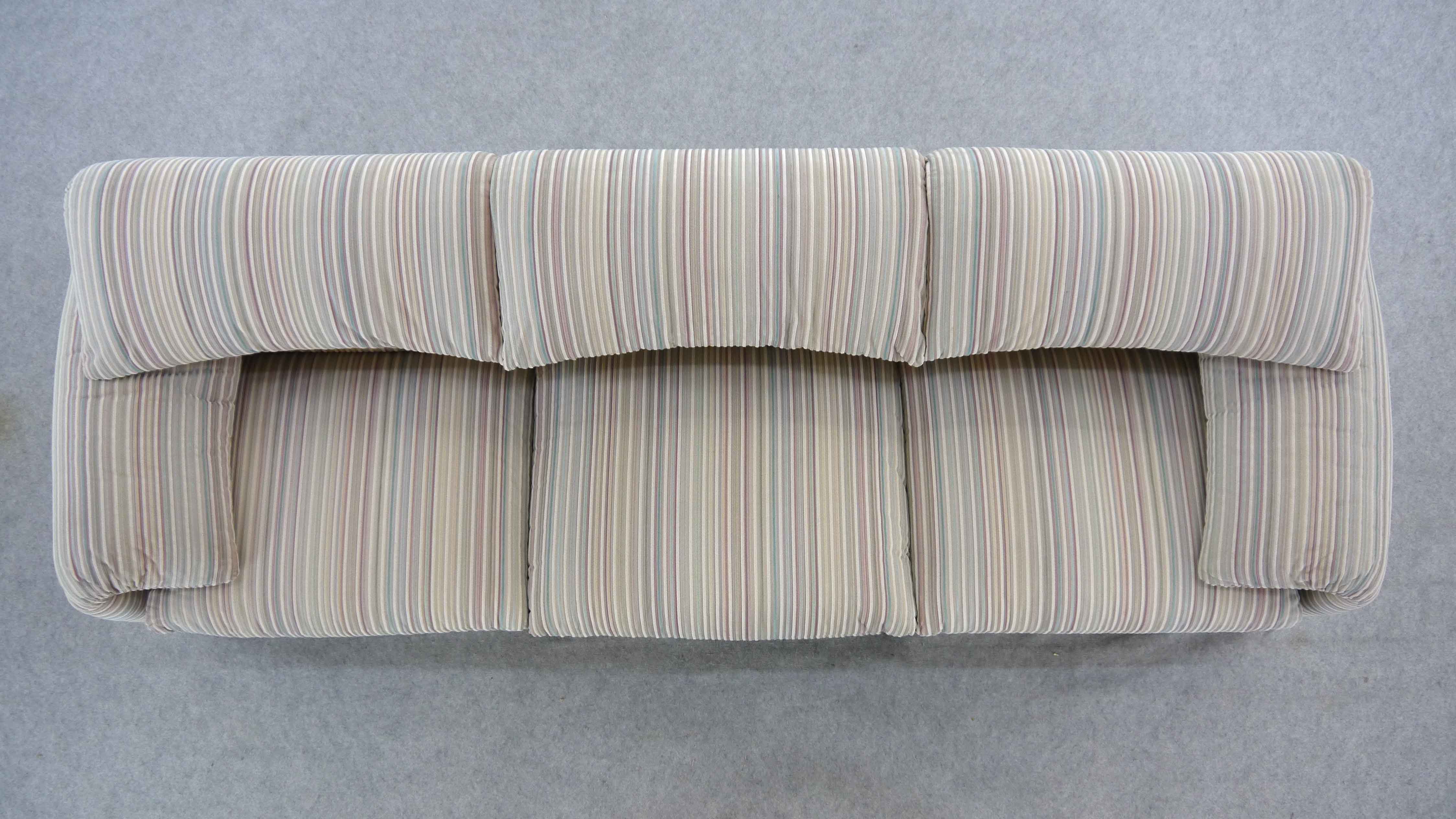 Cassina Maralunga 3-seat sofa by Vico Magistretti in striped colored fabrics
