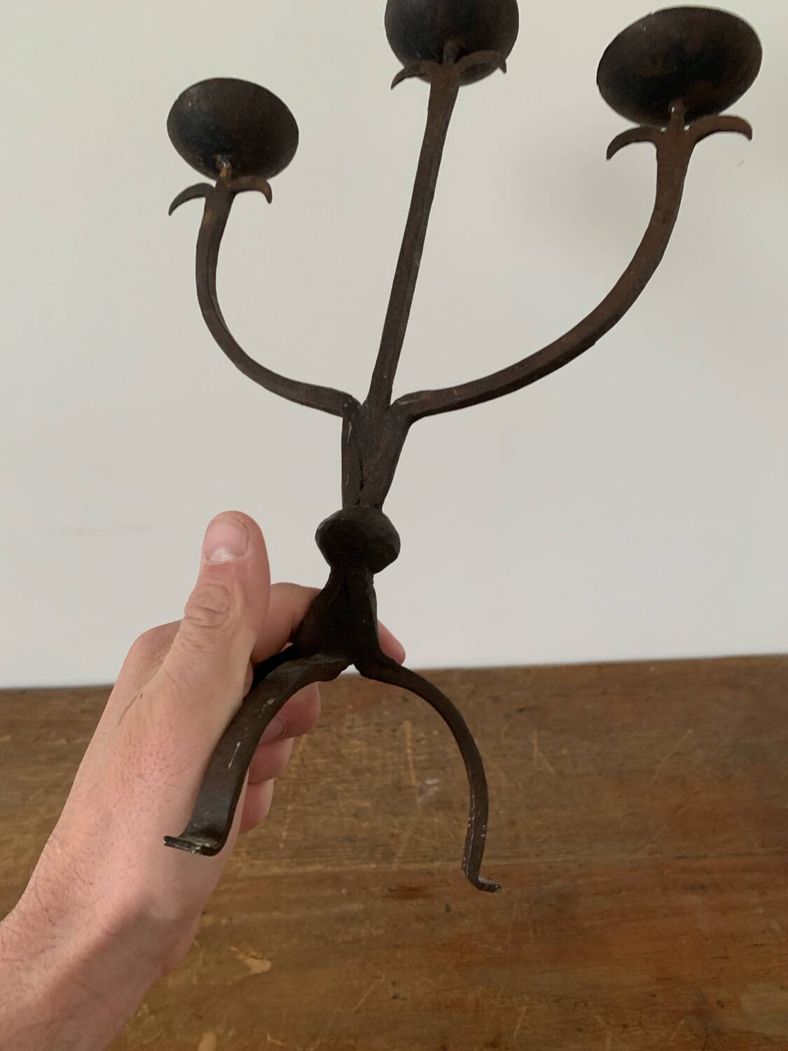 Brutalist Iron Candle Holder Circa 1970 Vintage