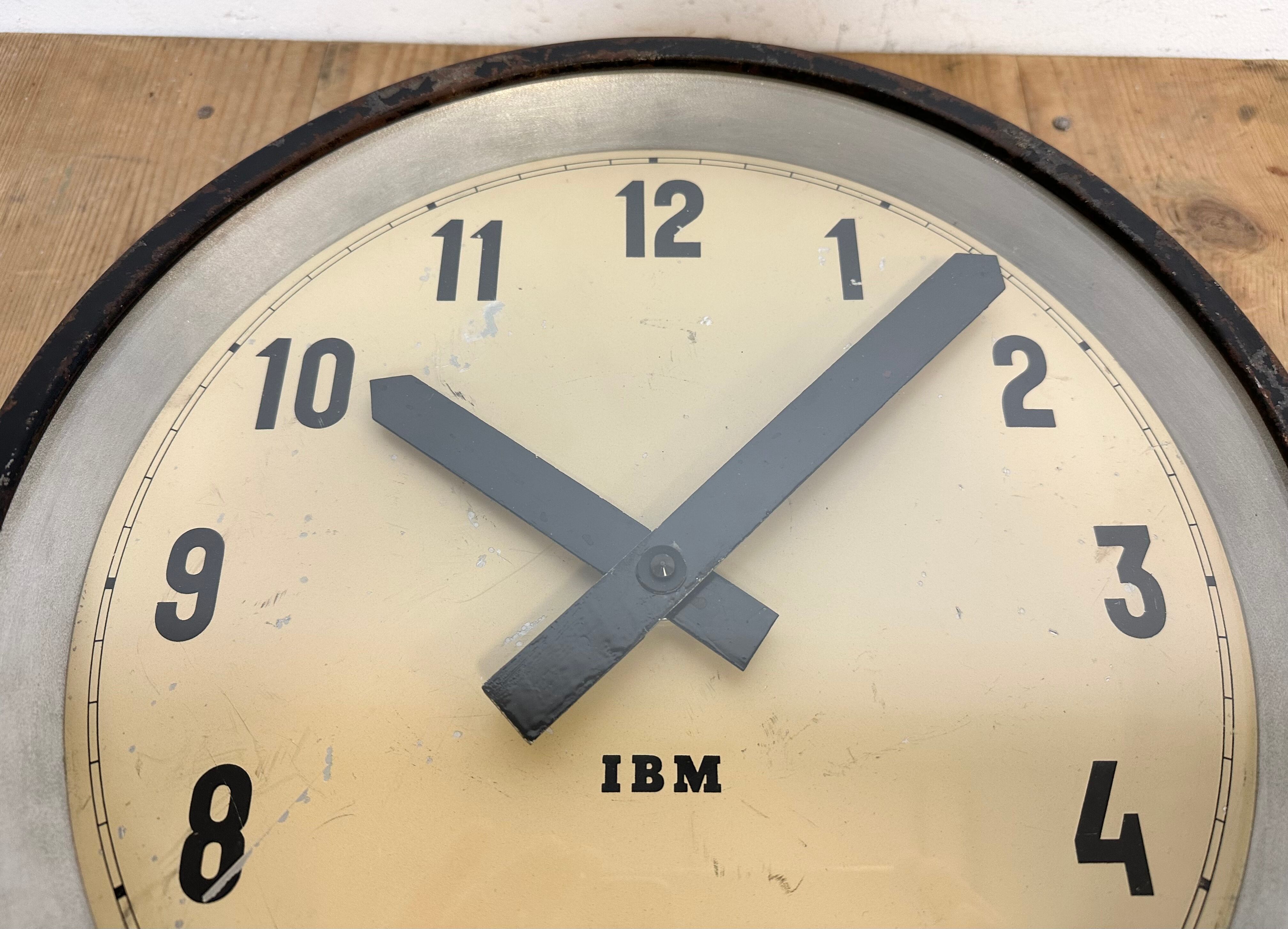 Black industrial factory wall clock from IBM, 1950s