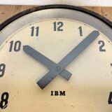 Black industrial factory wall clock from IBM, 1950s