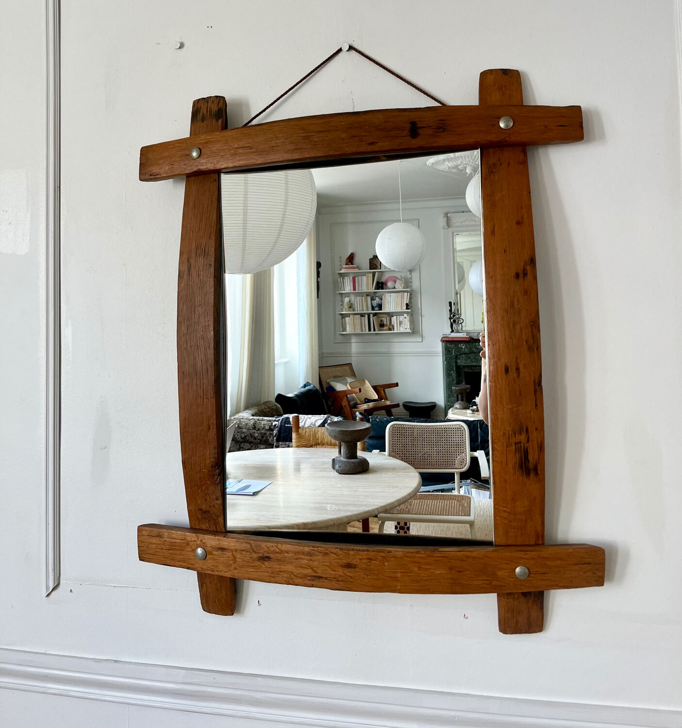 Brutalist wooden mirror 73cm x 86cm