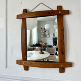 Brutalist wooden mirror 73cm x 86cm