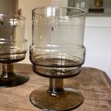 4 vintage smoked glass glasses