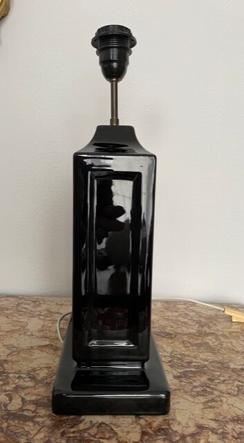 Vintage black ceramic lamp base 1980