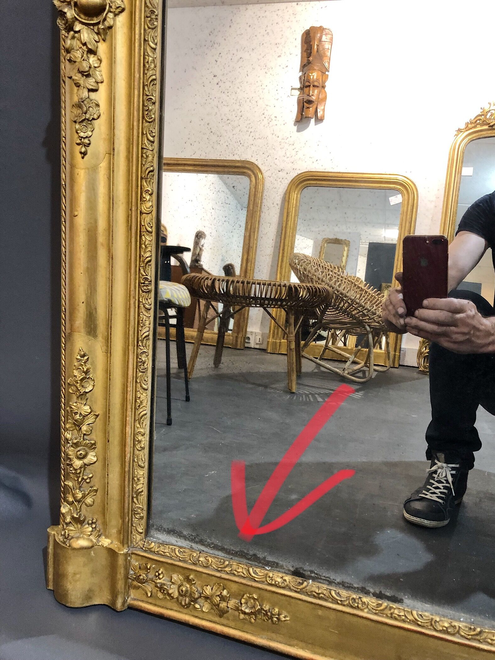 Mirror 125x97 cm beginning XIX gold leaf gilding