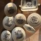 Clairefontaine tableware service, earthenware with bird decoration.