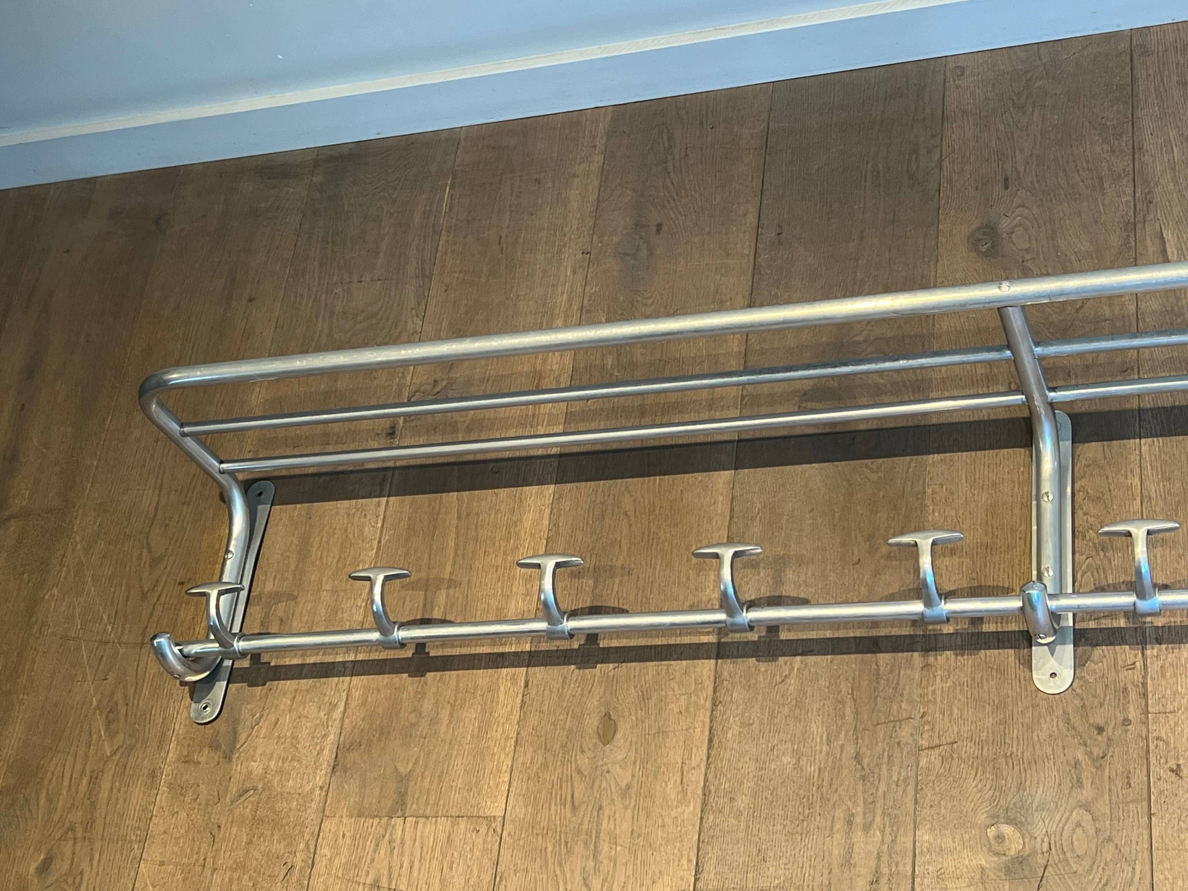 Large Aluminium Wall Coat Rack with Ten Hooks and Luggage Rack
