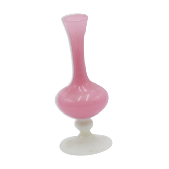 Pink and white opaline vase